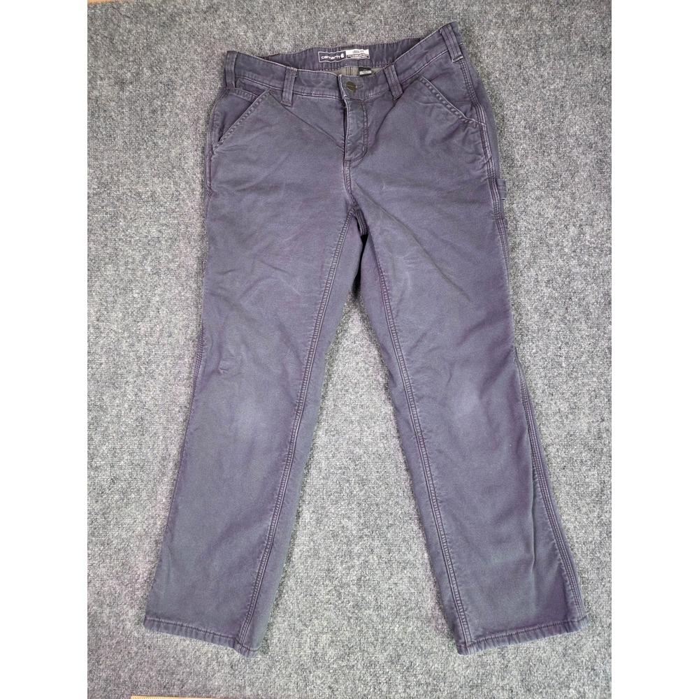 Carhartt Canvas Pants Womens 8 Short Purple Fleece Lined Loose Fit BN2213-W